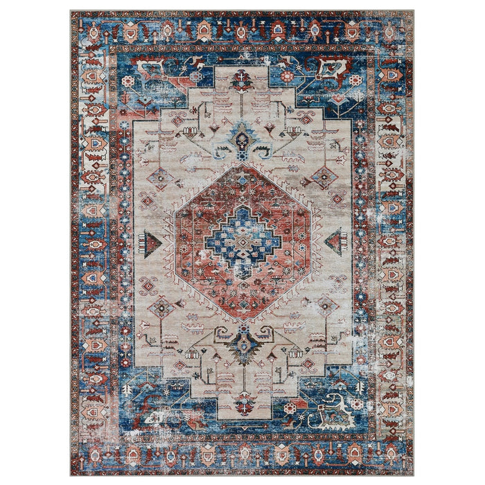 HR Bohemian Area Rug - Non-Slip Rubber Backing, Traditional Pattern #114