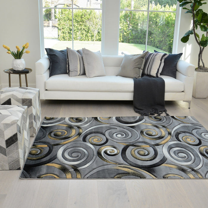 Swirls Contemporary Hand Carved Rugs #14