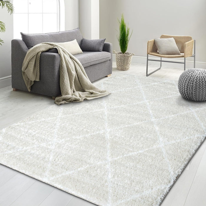 HR Luxurious Moroccan Diamond Shag Rug | Plush 1-Inch-High Pile Soft & Durable Area Rug  #26222