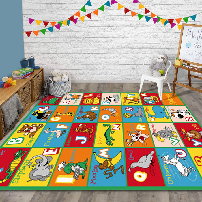 Teaching ABC Animals Kids Educational play mat Non-Slip