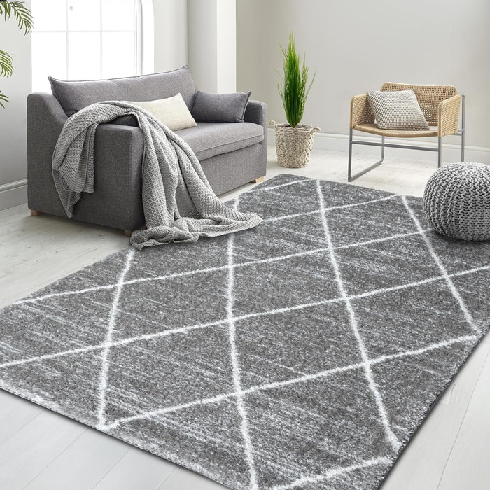 HR Luxurious Moroccan Diamond Shag Rug | Plush 1-Inch-High Pile Soft & Durable Area Rug  #26222