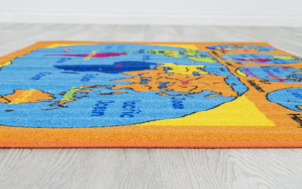 World Map Kids Educational Non-Slip Gel Back Rug