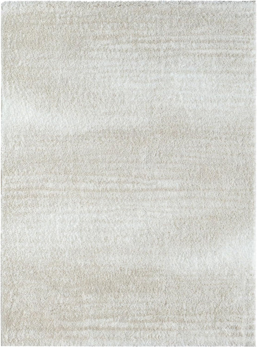 HR Luxurious Beige Shaggy Rug with Deep Pile - Soft Plush Texture, Abstract Pattern, Durable & Comfortable #26228