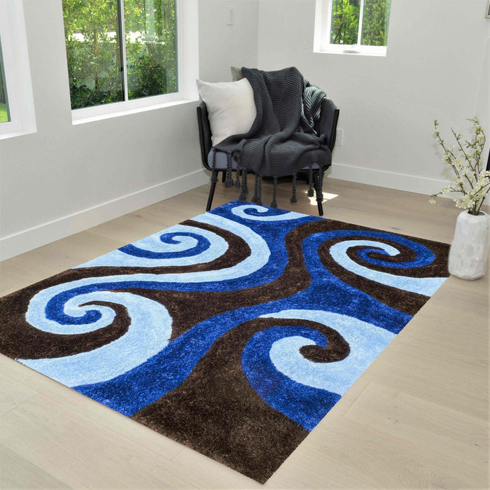 3-D Hand Curved Shaggy Rug #05