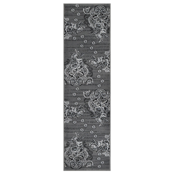 Grey/Silver/Black/Abstract Area Rug Modern Contemporary Floral and Swirlls Design Pattern