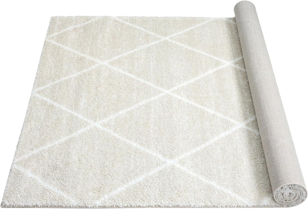 HR Luxurious Moroccan Diamond Shag Rug | Plush 1-Inch-High Pile Soft & Durable Area Rug  #26222