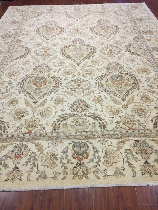 Hand Knotted Pakistani Rug-Ziegler-Ivory/Beige/Multi-(9.1 by 11.10 Feet)