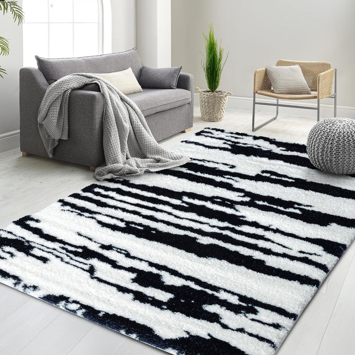 HR Modern Abstract Shag Area Rug Luxurious Soft Plush Texture for Contemporary Home Decor, #26224