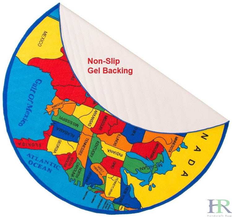 USA Map Kids Educational Non-Slip Gel Back