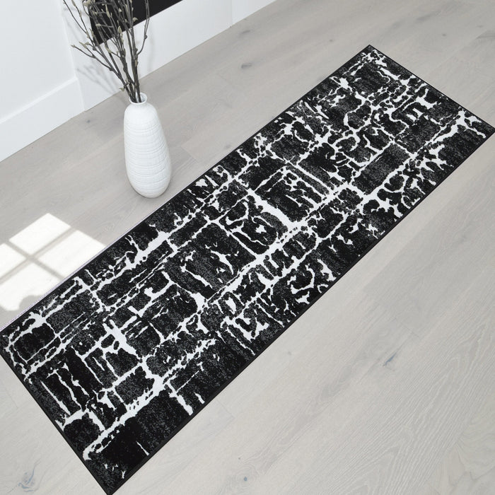 Rugs Bohemian Ultra-Soft, Easy Clean, Abstract, Bone Black and White 02