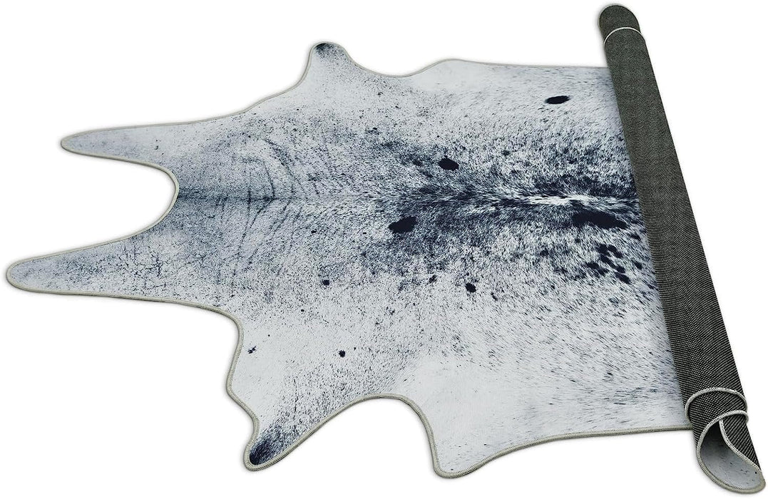 HR Premium Non-Slip Faux Cowhide Black and White Area Rug # 1121