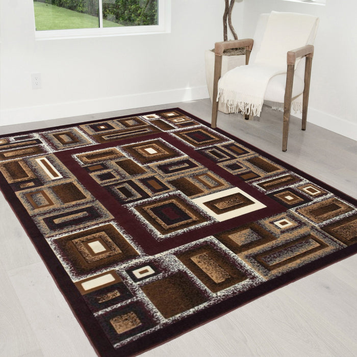 Frame/Boxy/Cube Pattern-Shed Free Rug