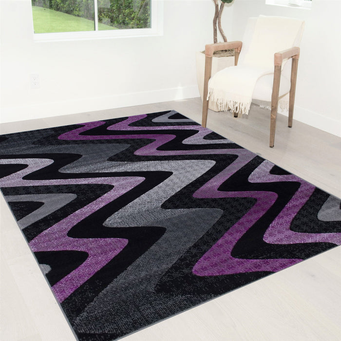 Abstract Area Rug Modern Zigzag Wave #66