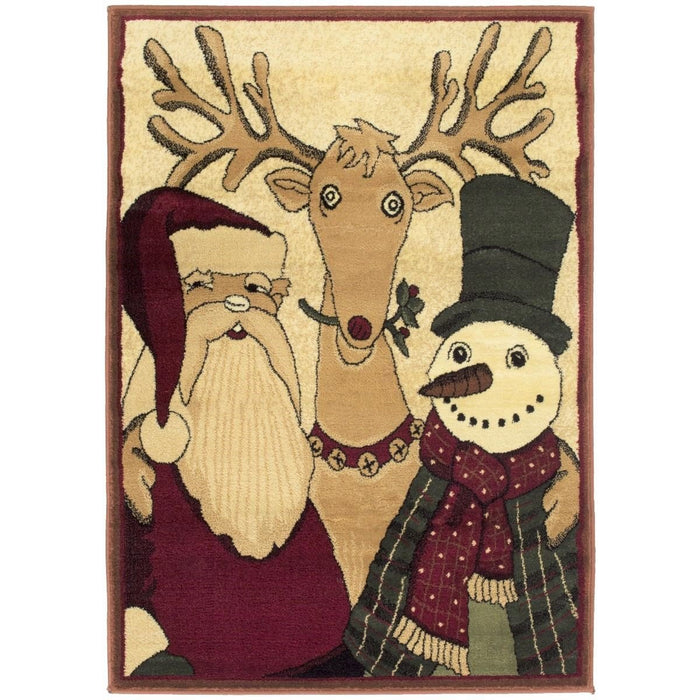 HR Santa & Friends Rug Red Holiday Rugs (Approximately 3 ft. by 5 ft.)