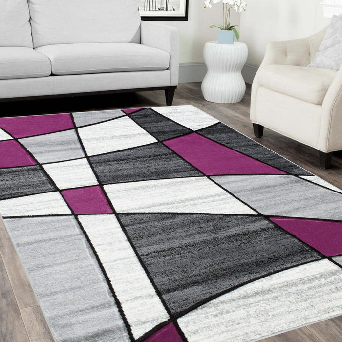 Color Block Rug Hand Carved 12