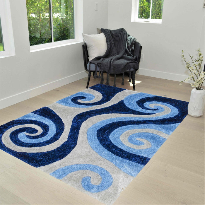 3-D Hand Curved Shaggy Rug #05