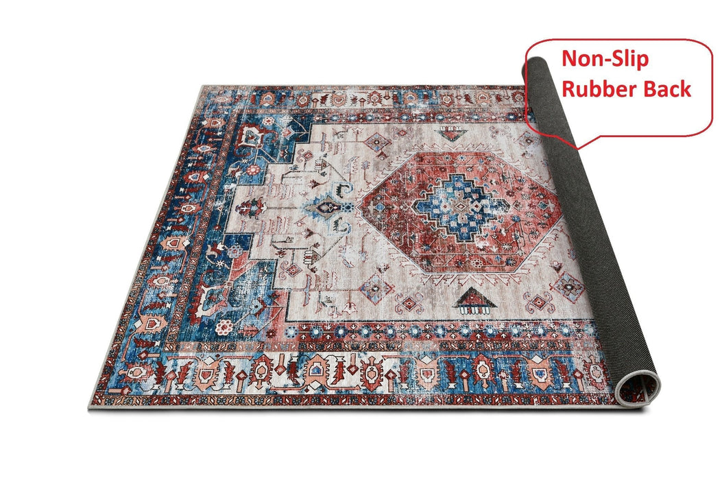 HR Bohemian Area Rug - Non-Slip Rubber Backing, Traditional Pattern #114