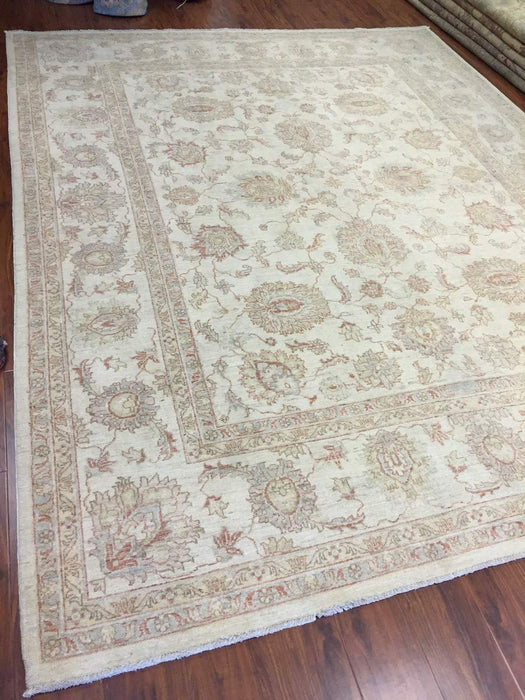 Hand Knotted Pakistani Rug-Ziegler-Ivory/Beige/Multi-(8.1 by 10.2 Feet)