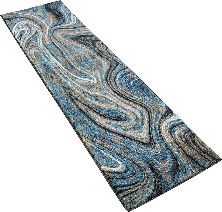 Marble Rugs Grey Blue Multi Color Abstract #77