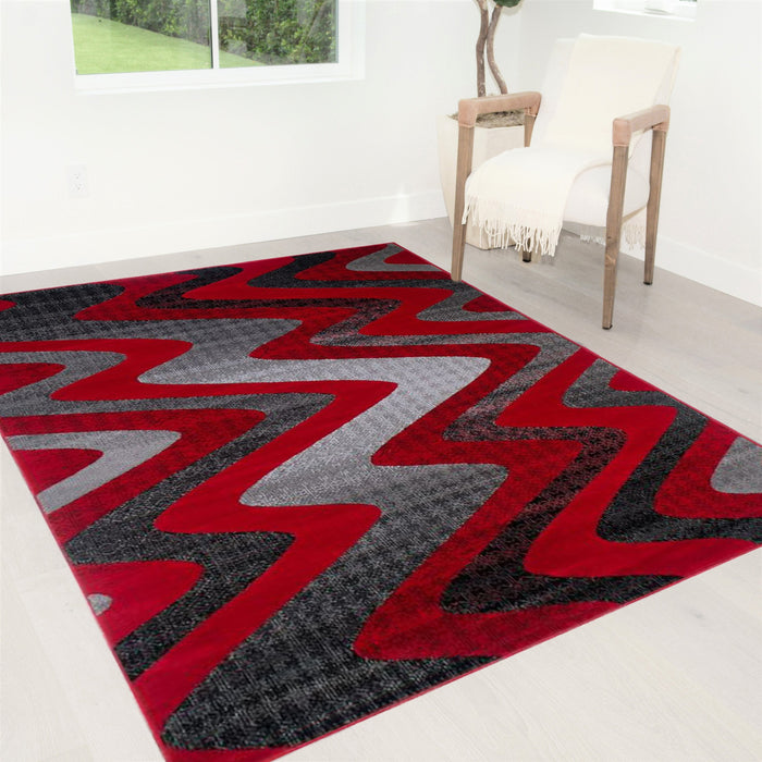 Abstract Area Rug Modern Zigzag Wave #66