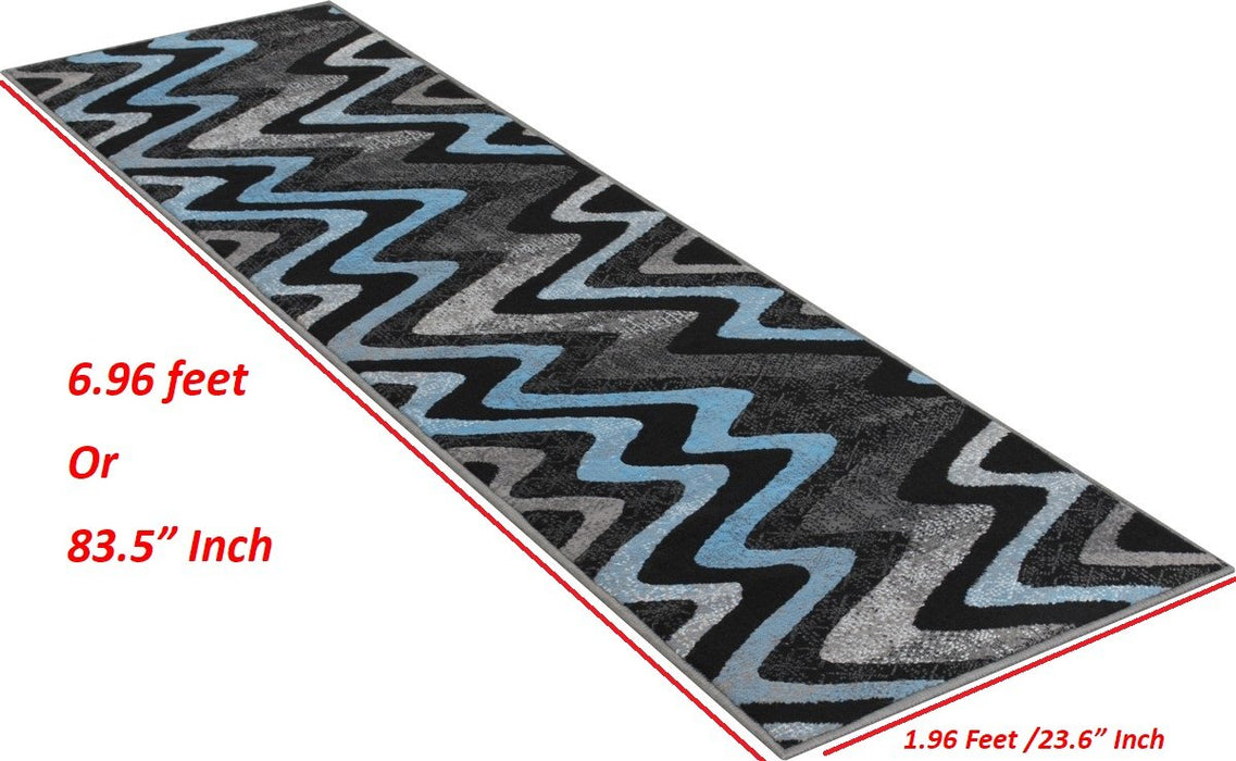 Abstract Area Rug Modern Zigzag Wave #66