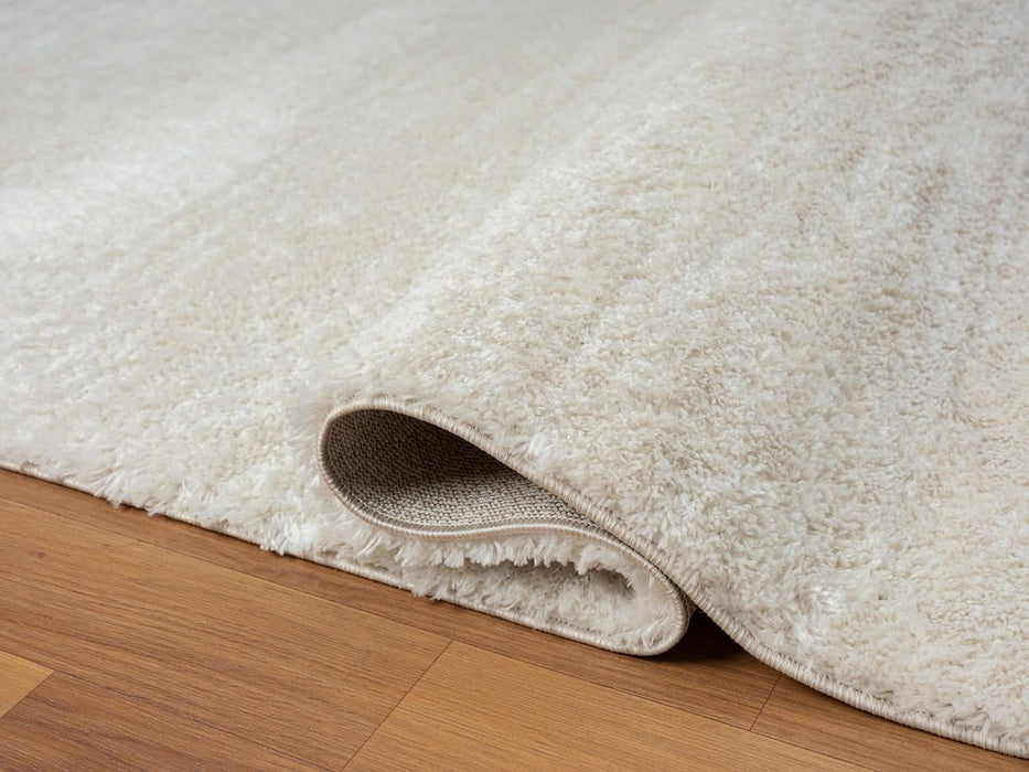 HR Luxurious Beige Shaggy Rug with Deep Pile - Soft Plush Texture, Abstract Pattern, Durable & Comfortable #26228