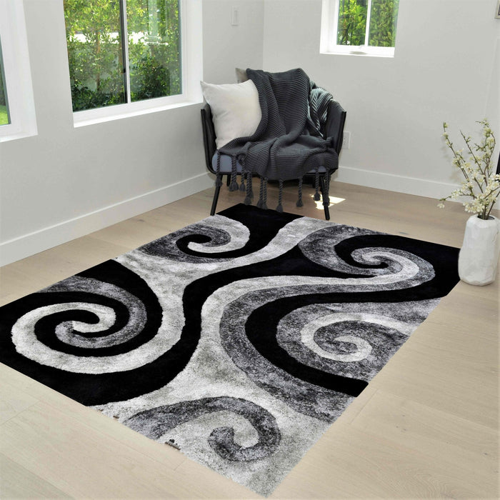 3-D Hand Curved Shaggy Rug #05