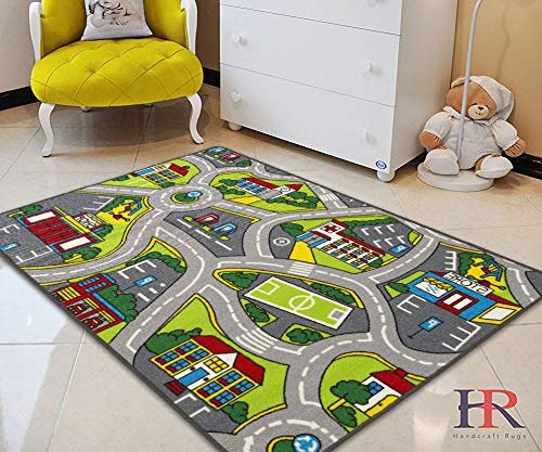 Kids Car Road Rugs City Map-4 Play Non-Slip