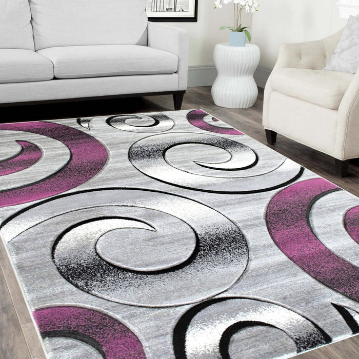 Swirls Hand Carved Area Rug #16