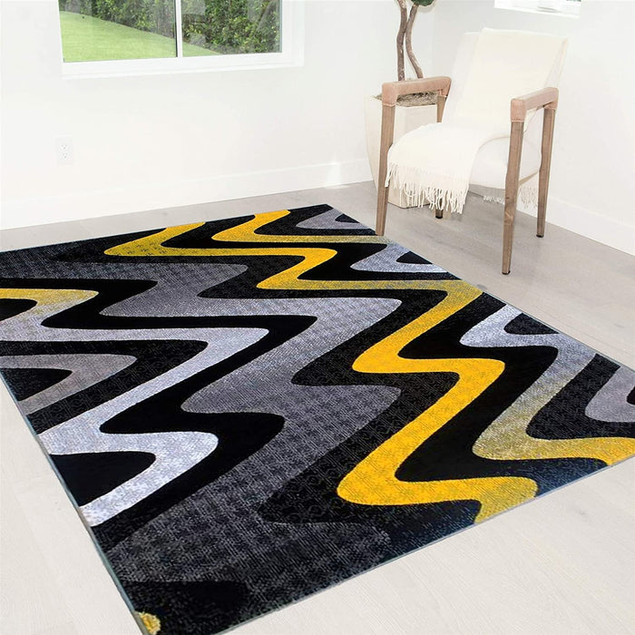 Abstract Area Rug Modern Zigzag Wave #66