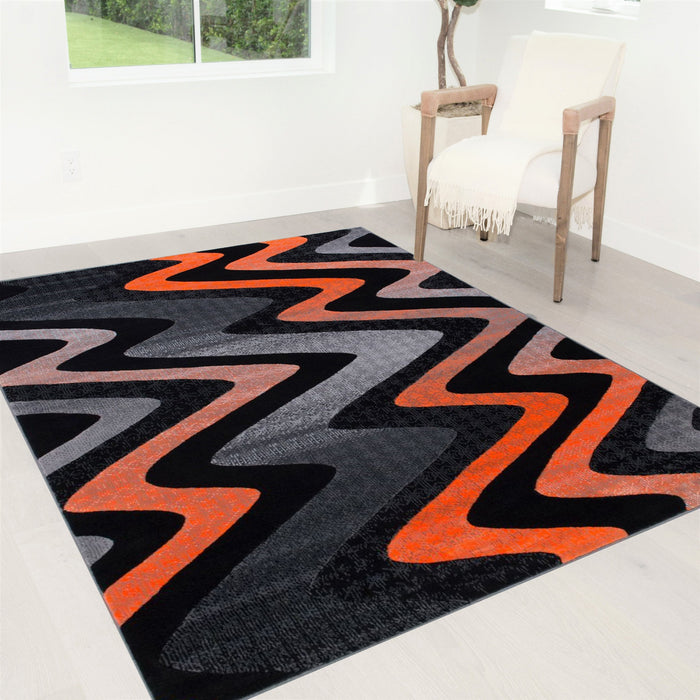 Abstract Area Rug Modern Zigzag Wave #66