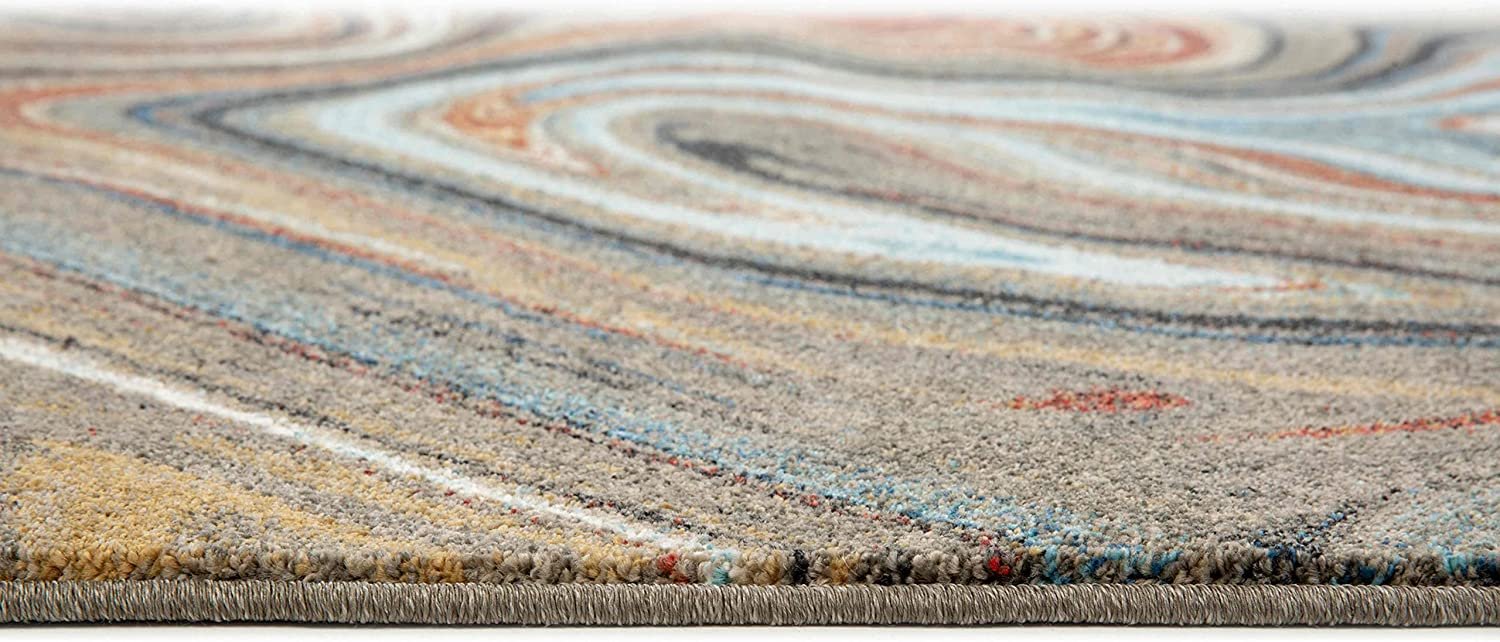 Marble Rugs Grey Blue Multi Color Abstract Livingroom #77