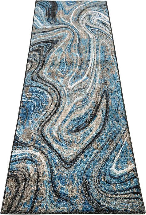 Marble Rugs Grey Blue Multi Color Abstract #77