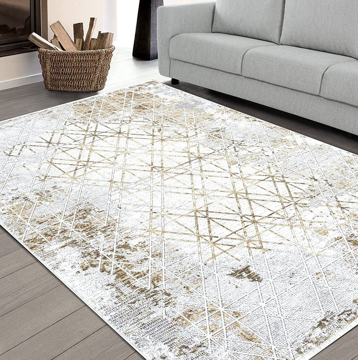 HR Area Rug Marble Rug Gold Floor Mat Gold, Mocha, Bone #47