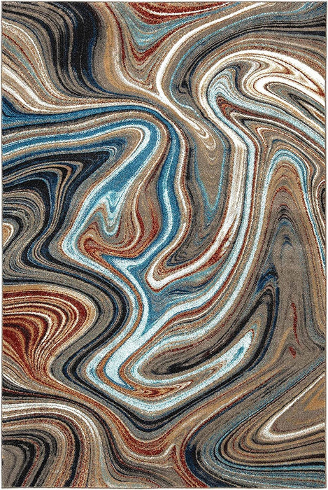 Marble Rugs Grey Blue Multi Color Abstract #77