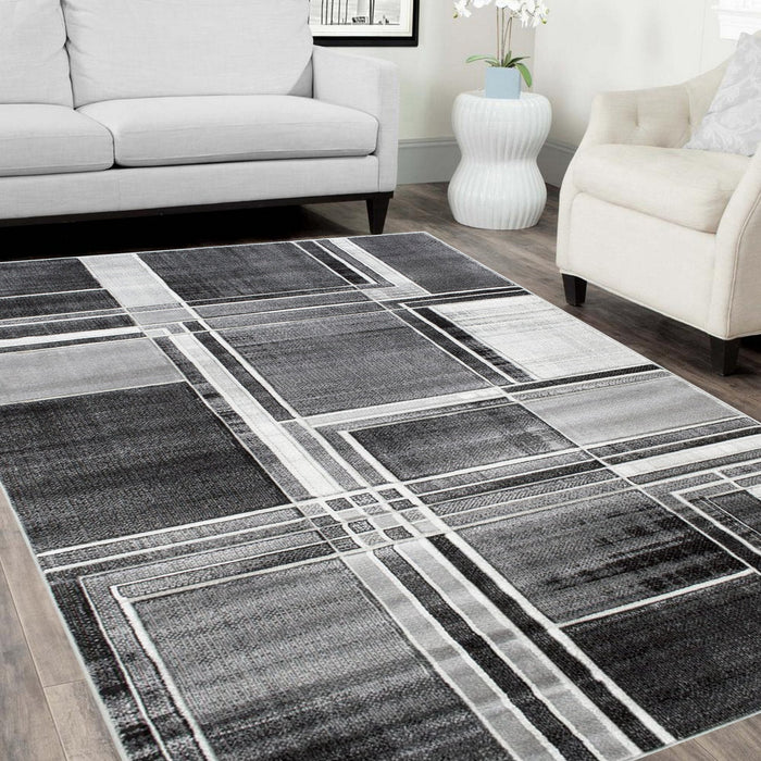 Cubism/Squares Modern  Hand Carved Area Rug 15