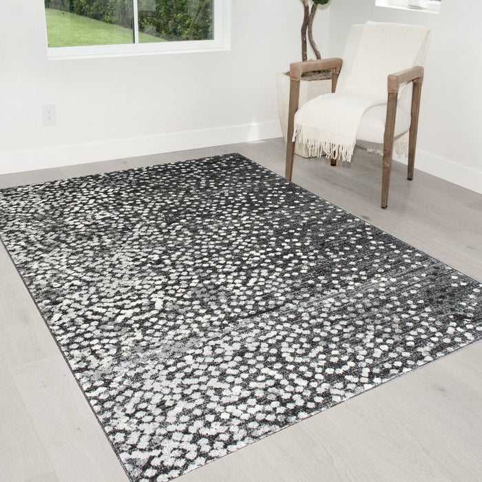 Silver/Ash Gray  Polka Dot Pattern Fashion Rug (7x10 feet)