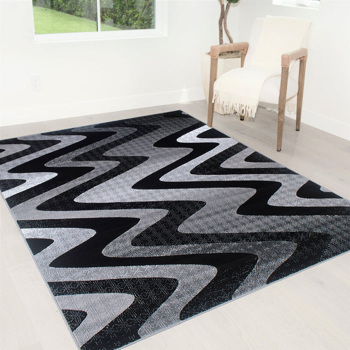 Abstract Area Rug Modern Zigzag Wave #66