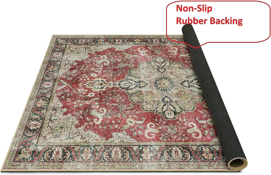 HR Bohemian Area Rug - Non-Slip Rubber Backing, Traditional Pattern #1117