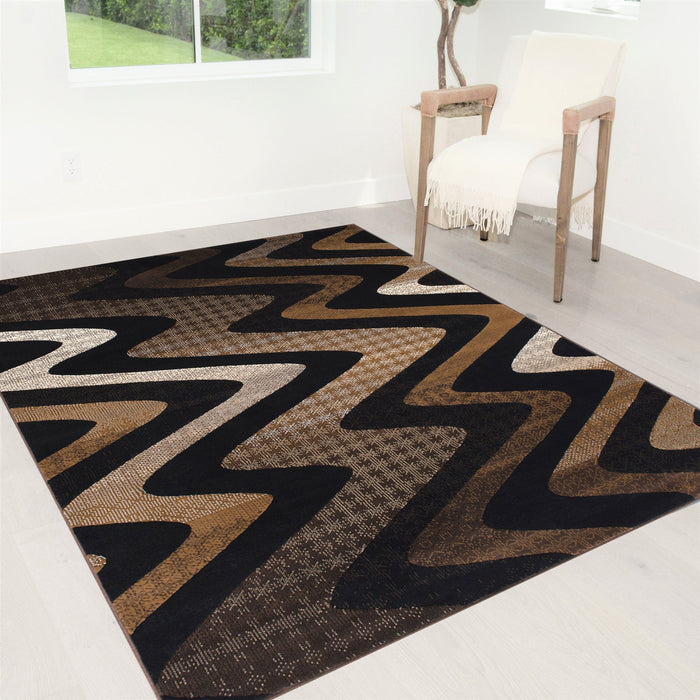 Abstract Area Rug Modern Zigzag Wave #66