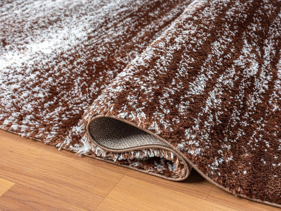 HR Luxurious Beige Shaggy Rug with Deep Pile - Soft Plush Texture, Abstract Pattern, Durable & Comfortable #26228