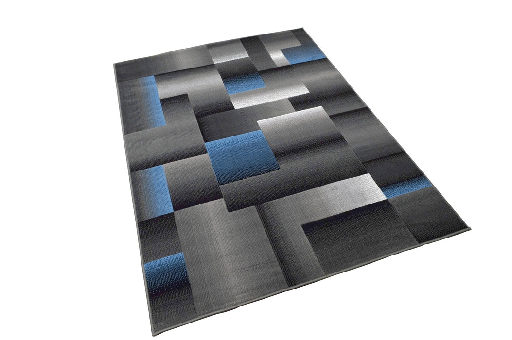 Handcraft Rugs Blue/Silver/Gray Abstract Geometric Modern Squares Pattern Area Rug 2 ft. by 3 ft. (Doormat)