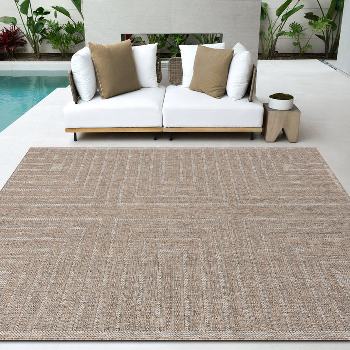 HR Waterproof Geometric Striped Outdoor Rug: Stain/Fade-Resistant #1667