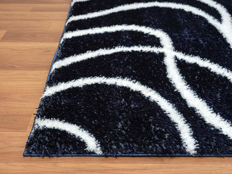 HR Plush Wave-Patterned Shag Rug 1-Inch Thick Soft High Pile, Stain-Resistant Carpet for Living Room #26223