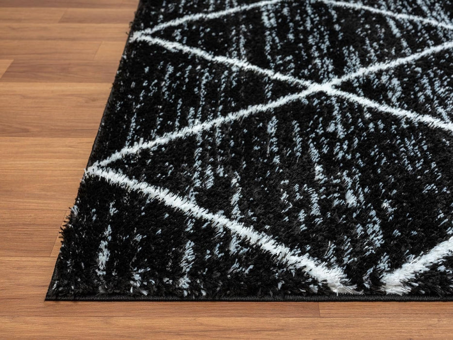 HR Luxurious Moroccan Diamond Shag Rug | Plush 1-Inch-High Pile Soft & Durable Area Rug  #26222