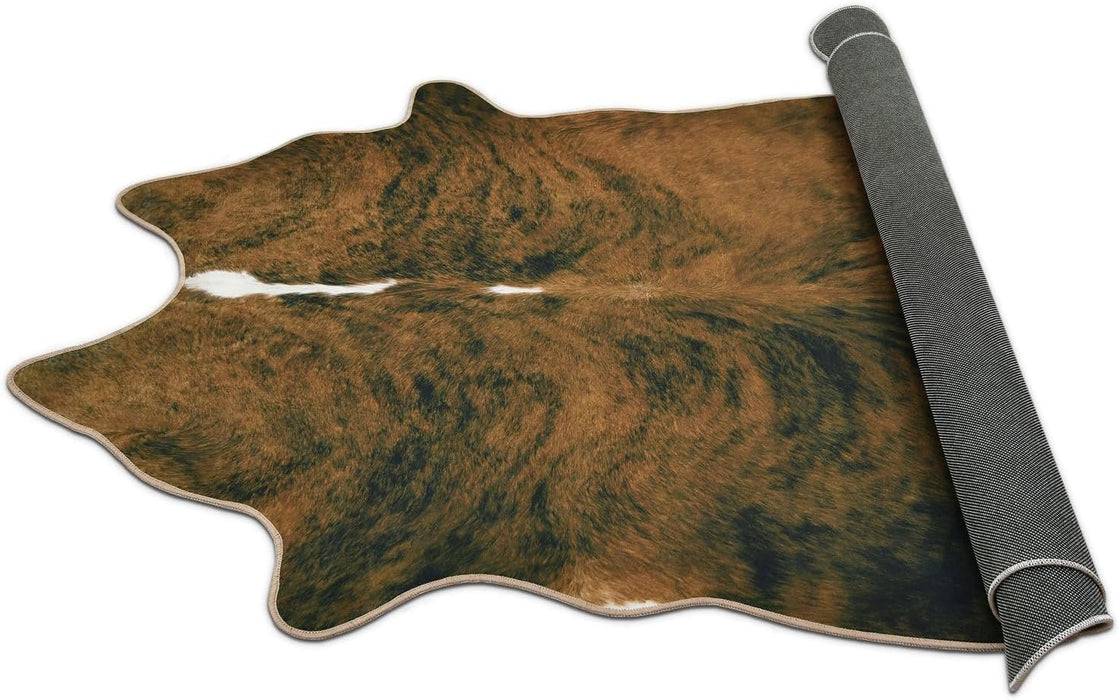 HR Premium Non-Slip Faux Cowhide Brown Area Rug for Cabin and Lodge#1126