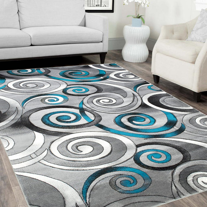 Swirls Contemporary Hand Carved Rugs #14