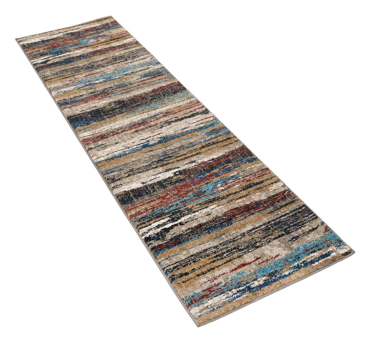 Stripped Design Rugs Blue Burgundy Multi Color Abstract  #96