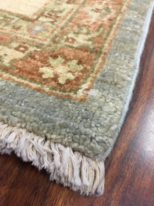 Authentic Handmade fine Pakistan Rug-Real Wool Allover Stone Washed-Sky Gray/Beige-(8.1 by 9.9 Feet)