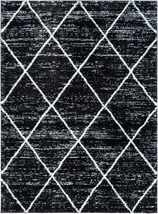 HR Luxurious Moroccan Diamond Shag Rug | Plush 1-Inch-High Pile Soft & Durable Area Rug  #26222